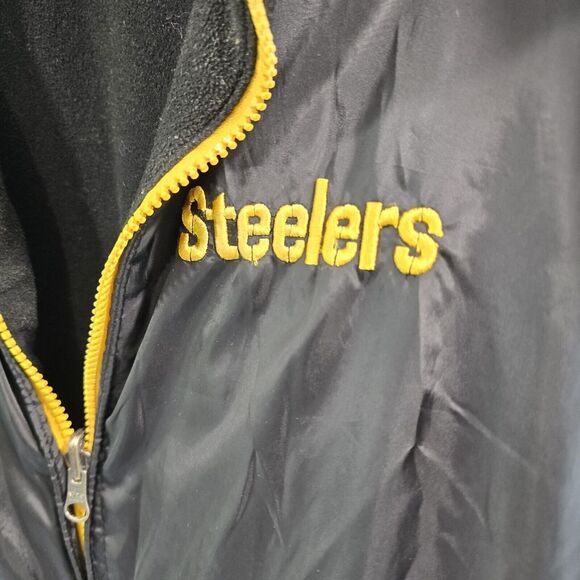 PITTSBURGH Steelers Vest Mens Medium NFL Reversible Jacket Fleece Windbreaker - Picture 9 of 10